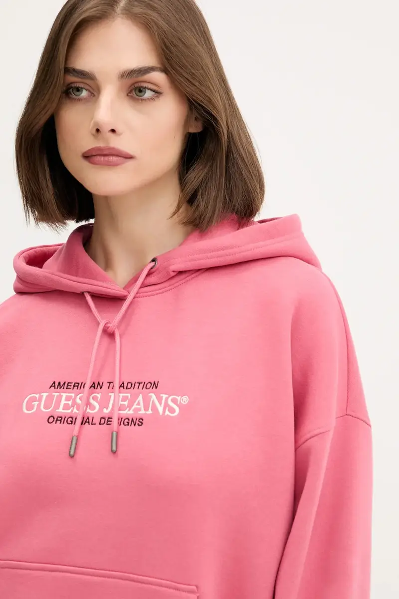 felpa donna colore bianco con cappuccio con applicazione W4YQ15 KC811 Rosa miniatura 4