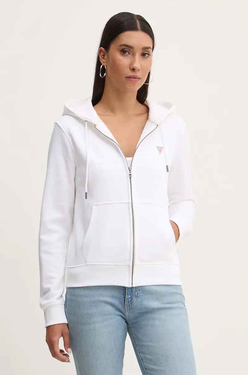 felpa donna colore bianco con cappuccio W4YQ03 KC811