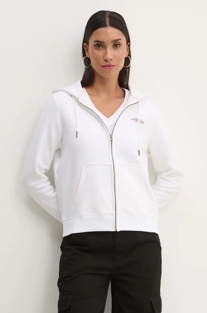 felpa donna colore bianco con cappuccio W4YQ13 KC811