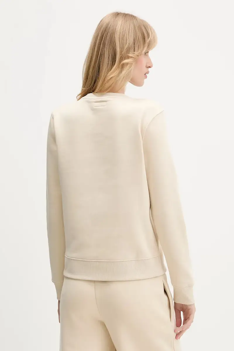 felpa donna colore blu navy con applicazione W4YQ10 KC811 Beige miniatura 3