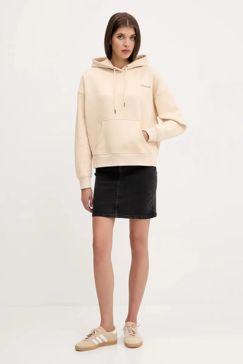 felpa donna colore nero con cappuccio W4BQ21 KC811 Beige miniatura 2