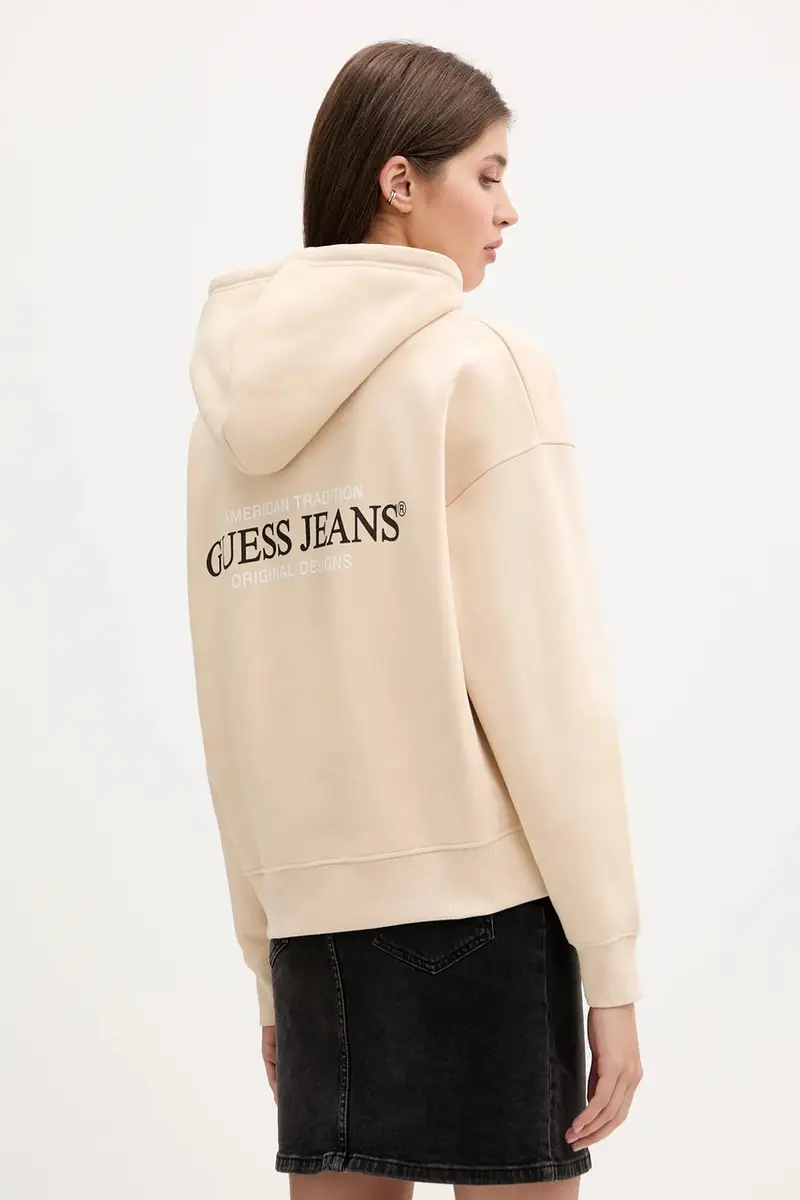 felpa donna colore nero con cappuccio W4BQ21 KC811 Beige miniatura 3