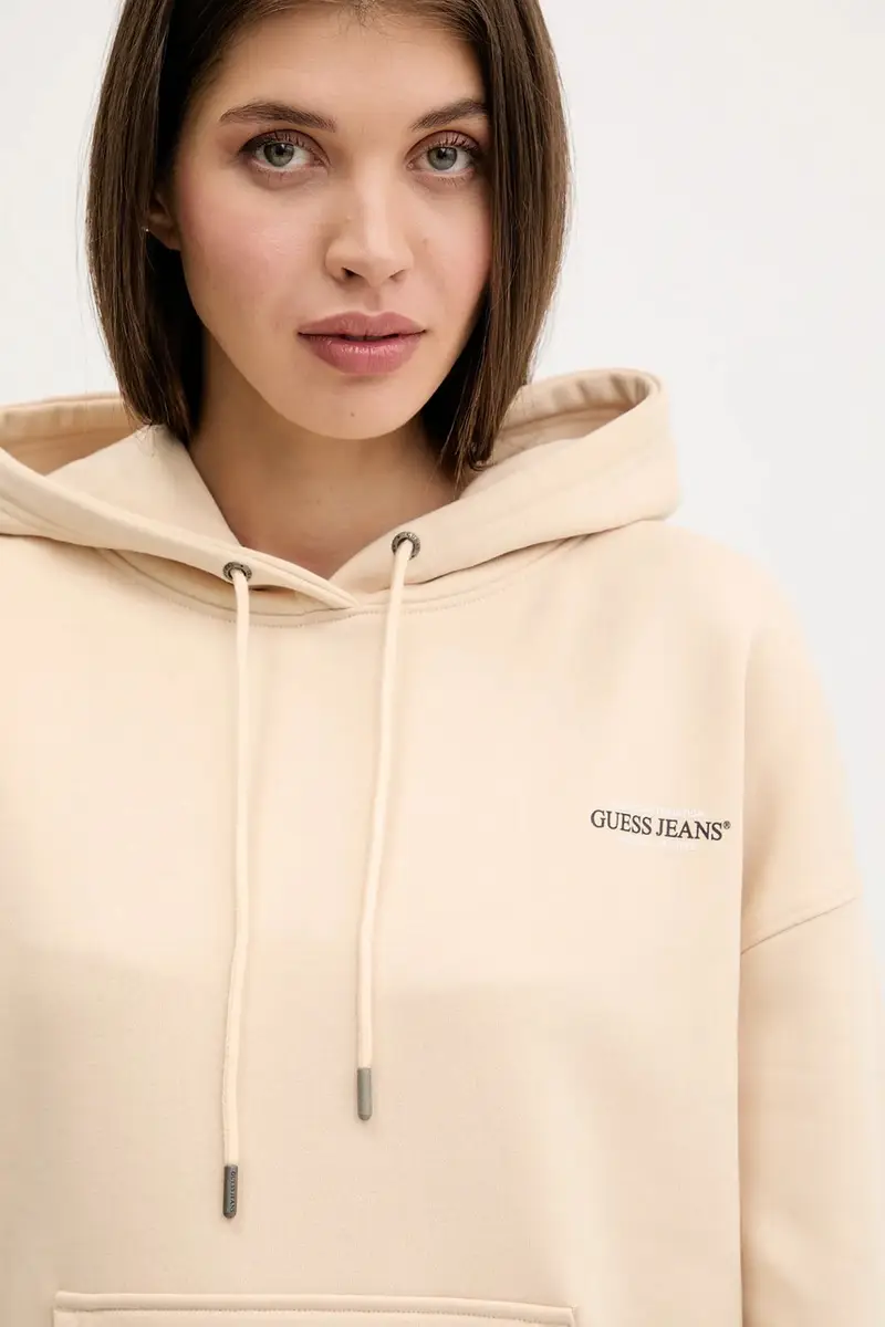 felpa donna colore nero con cappuccio W4BQ21 KC811 Beige miniatura 4