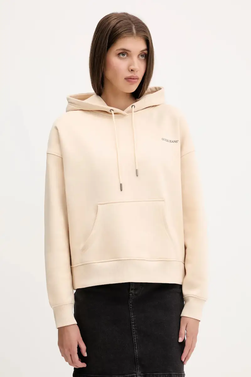 felpa donna colore nero con cappuccio W4BQ21 KC811 Beige