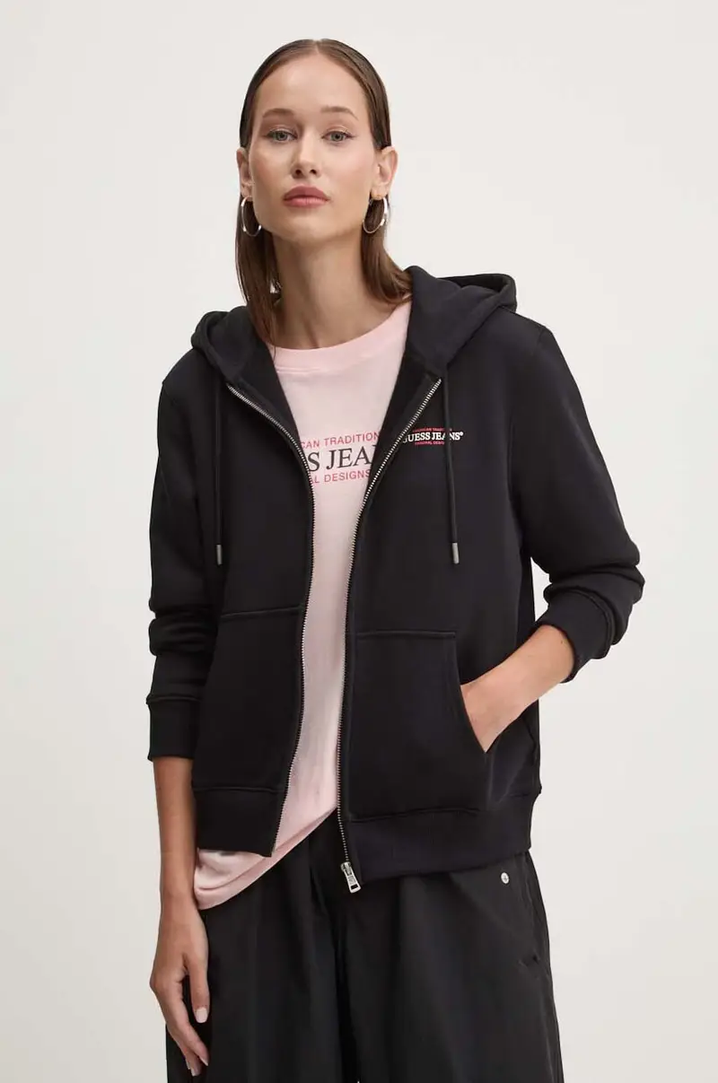 felpa donna colore nero con cappuccio W4YQ13 KC811