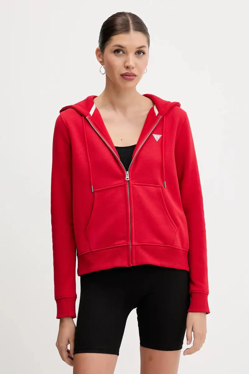 felpa donna colore rosso con cappuccio W4YQ03 KC811