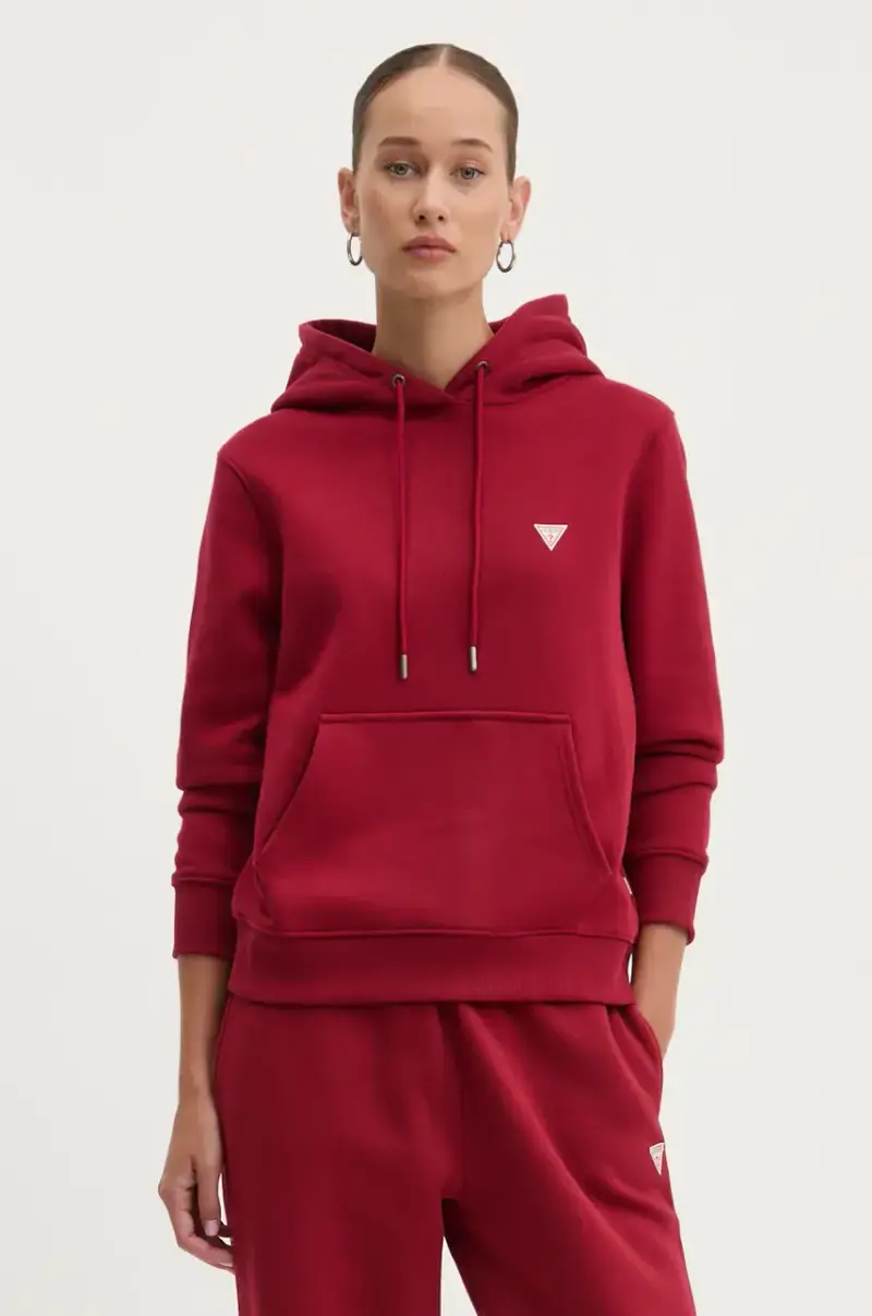 felpa donna colore rosso con cappuccio W4YQ04 KC811 Granata