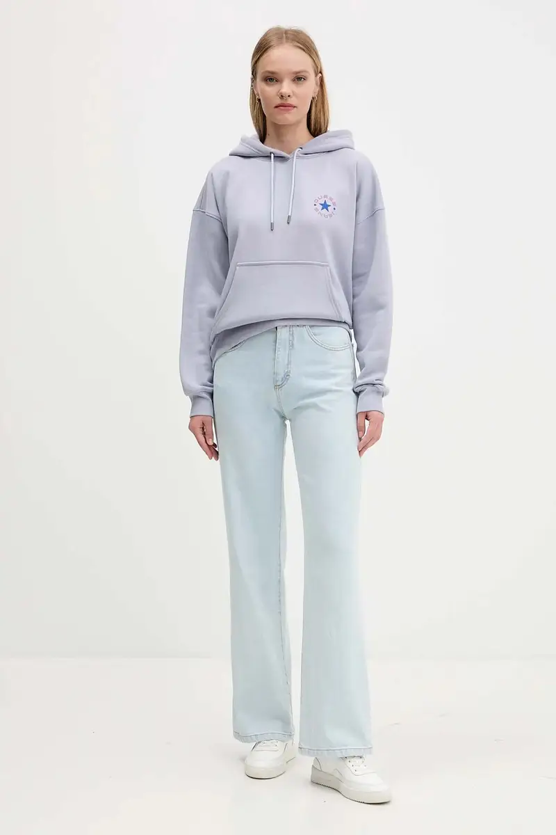 felpa donna colore violetto con cappuccio W5BQ24 KC811 miniatura 2