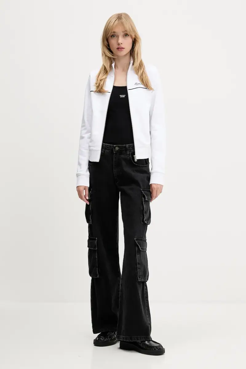 felpa in cotone donna colore bianco con applicazione W5YQ17 K68I4 miniatura 2