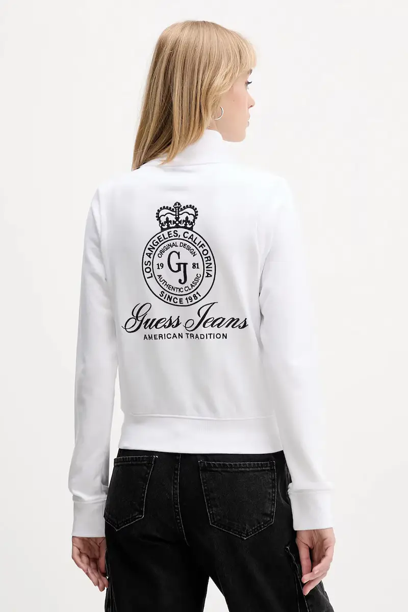 felpa in cotone donna colore bianco con applicazione W5YQ17 K68I4 miniatura 3