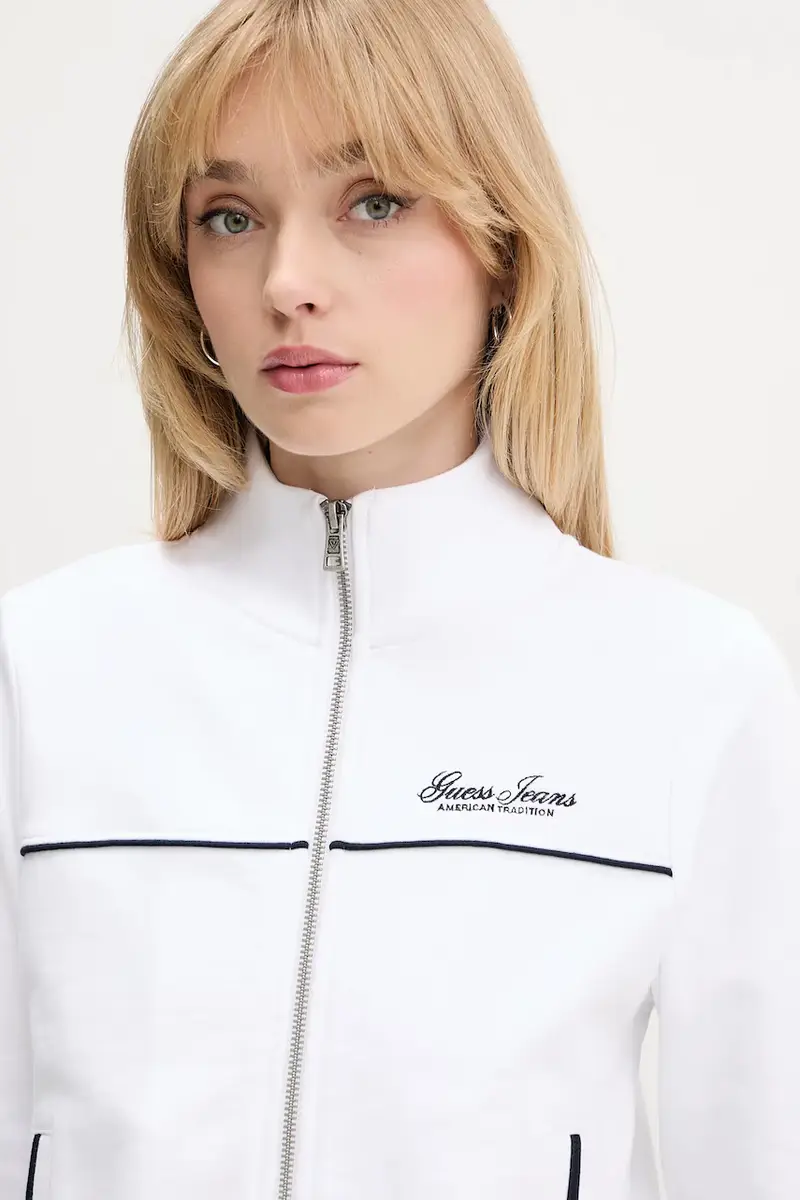 felpa in cotone donna colore bianco con applicazione W5YQ17 K68I4 miniatura 4