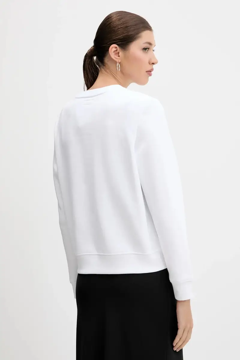 felpa in cotone donna colore bianco con applicazione W5YQ28 KCPR1 miniatura 3