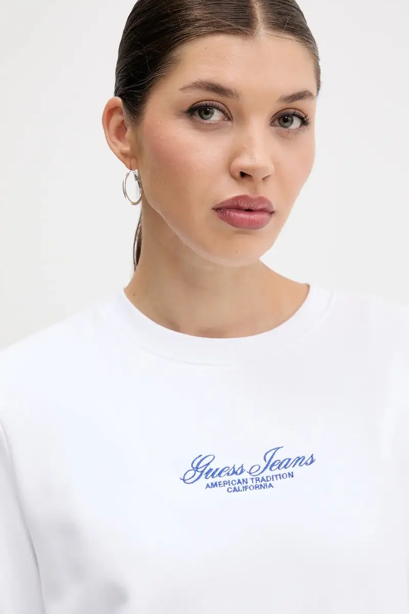 felpa in cotone donna colore bianco con applicazione W5YQ28 KCPR1 miniatura 4