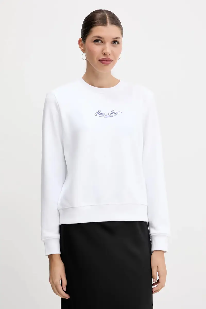 felpa in cotone donna colore bianco con applicazione W5YQ28 KCPR1