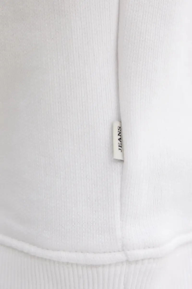 felpa in cotone donna colore bianco con cappuccio con applicazione W5GQ22 K68I4 miniatura 5