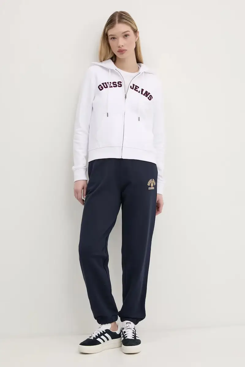 felpa in cotone donna colore bianco con cappuccio W5RQ20 K68I4 miniatura 2