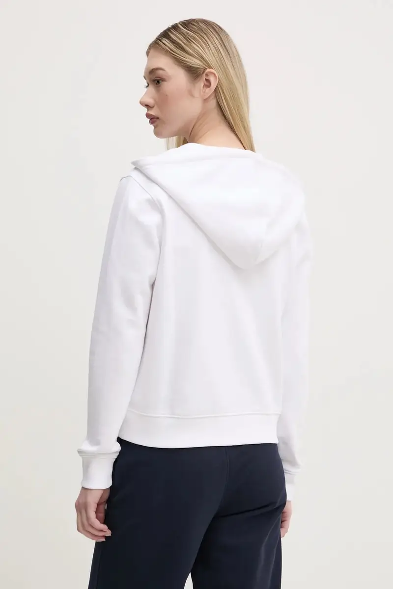 felpa in cotone donna colore bianco con cappuccio W5RQ20 K68I4 miniatura 3