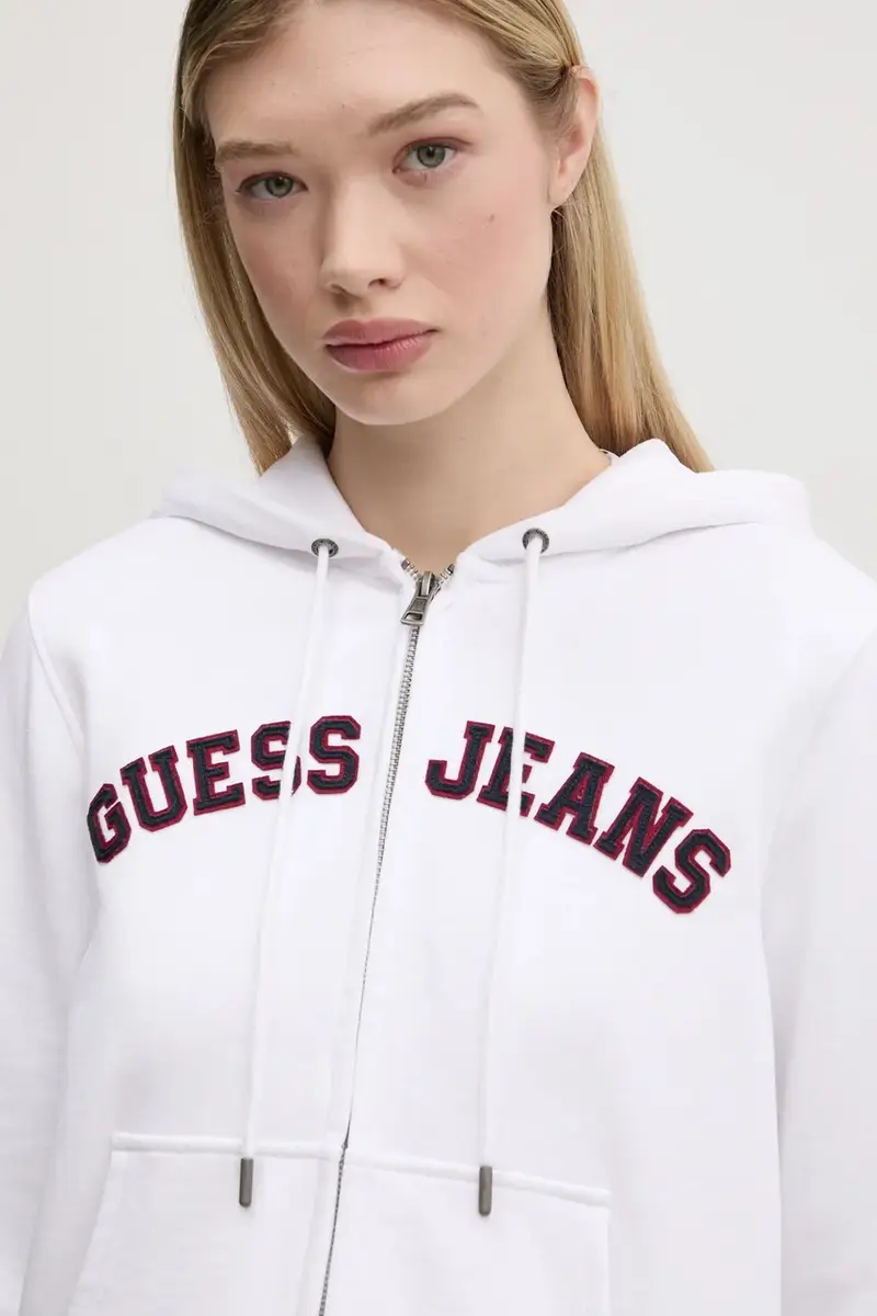 felpa in cotone donna colore bianco con cappuccio W5RQ20 K68I4 miniatura 4