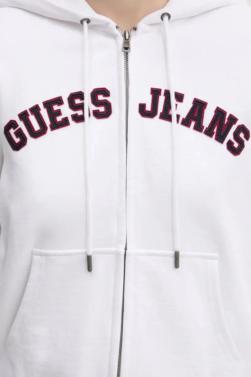 felpa in cotone donna colore bianco con cappuccio W5RQ20 K68I4 miniatura 5