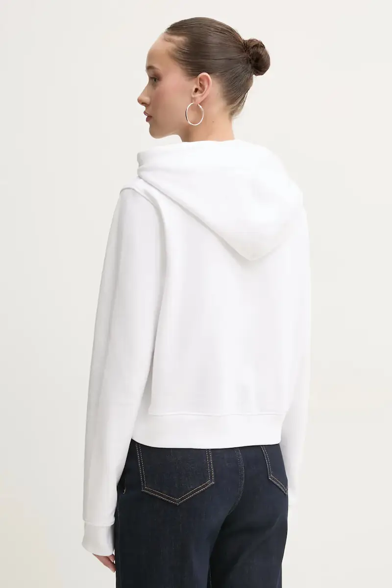 felpa in cotone donna colore bianco con cappuccio W5RQ29 K68I4 miniatura 3