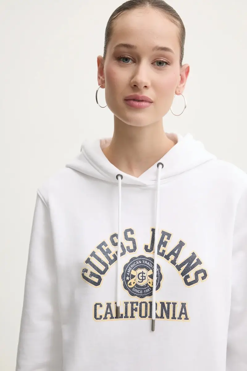 felpa in cotone donna colore bianco con cappuccio W5RQ29 K68I4 miniatura 4