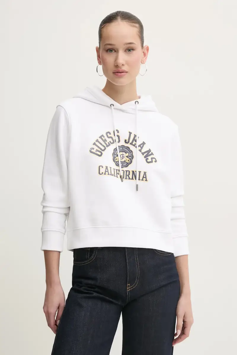 felpa in cotone donna colore bianco con cappuccio W5RQ29 K68I4