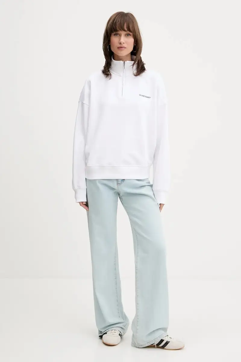 felpa in cotone donna colore bianco W5YQ09 K68I4 miniatura 2