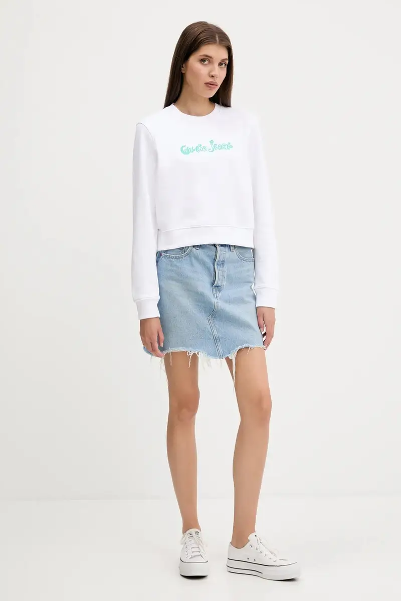 felpa in cotone donna colore bianco W5YQ15 K68I4 miniatura 2