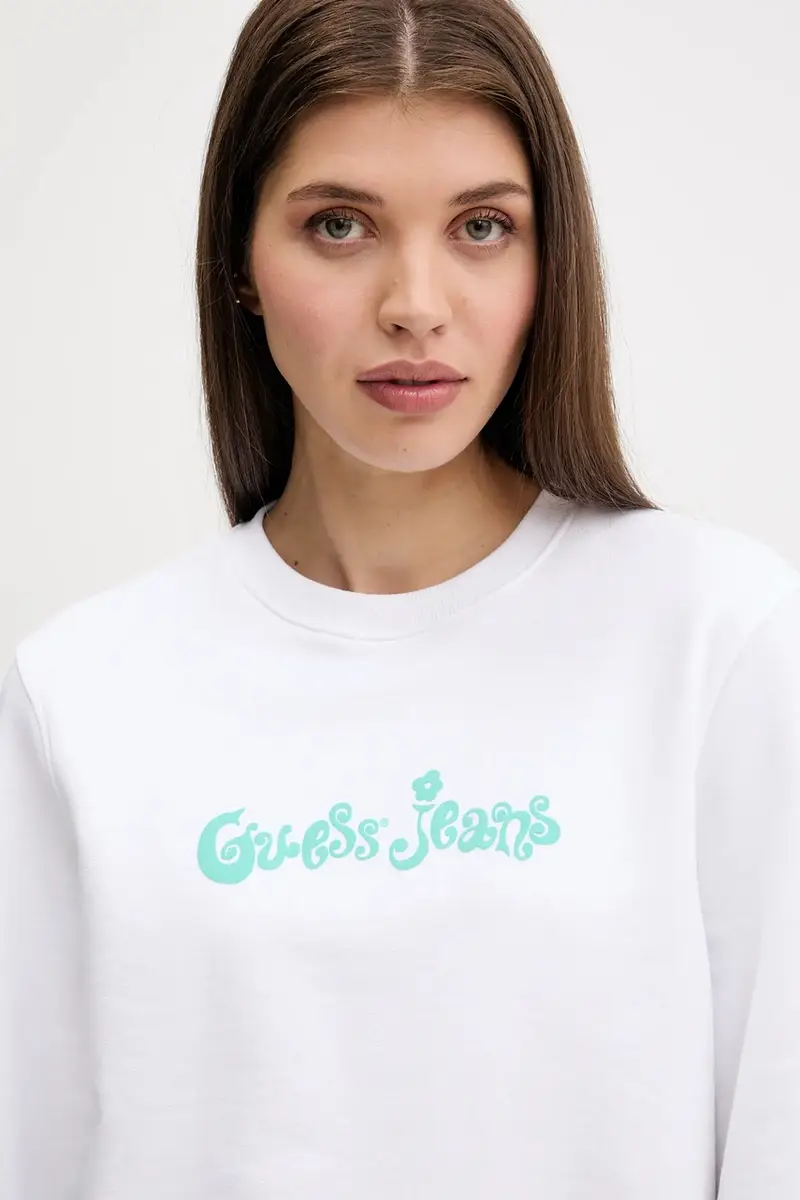 felpa in cotone donna colore bianco W5YQ15 K68I4 miniatura 4