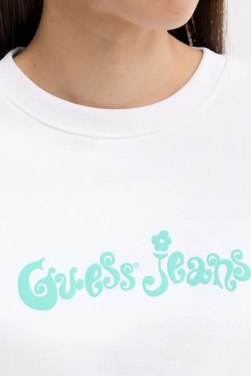 felpa in cotone donna colore bianco W5YQ15 K68I4 miniatura 5