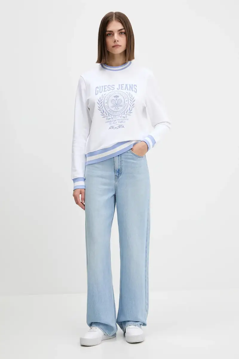 felpa in cotone donna colore bianco W5YQ19 K68I4 miniatura 2