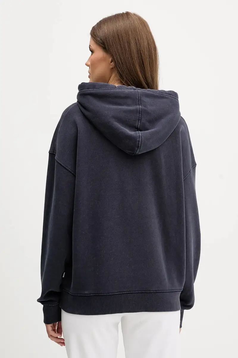 felpa in cotone donna colore blu navy con cappuccio con applicazione W5BQ15 KCPR1 miniatura 3