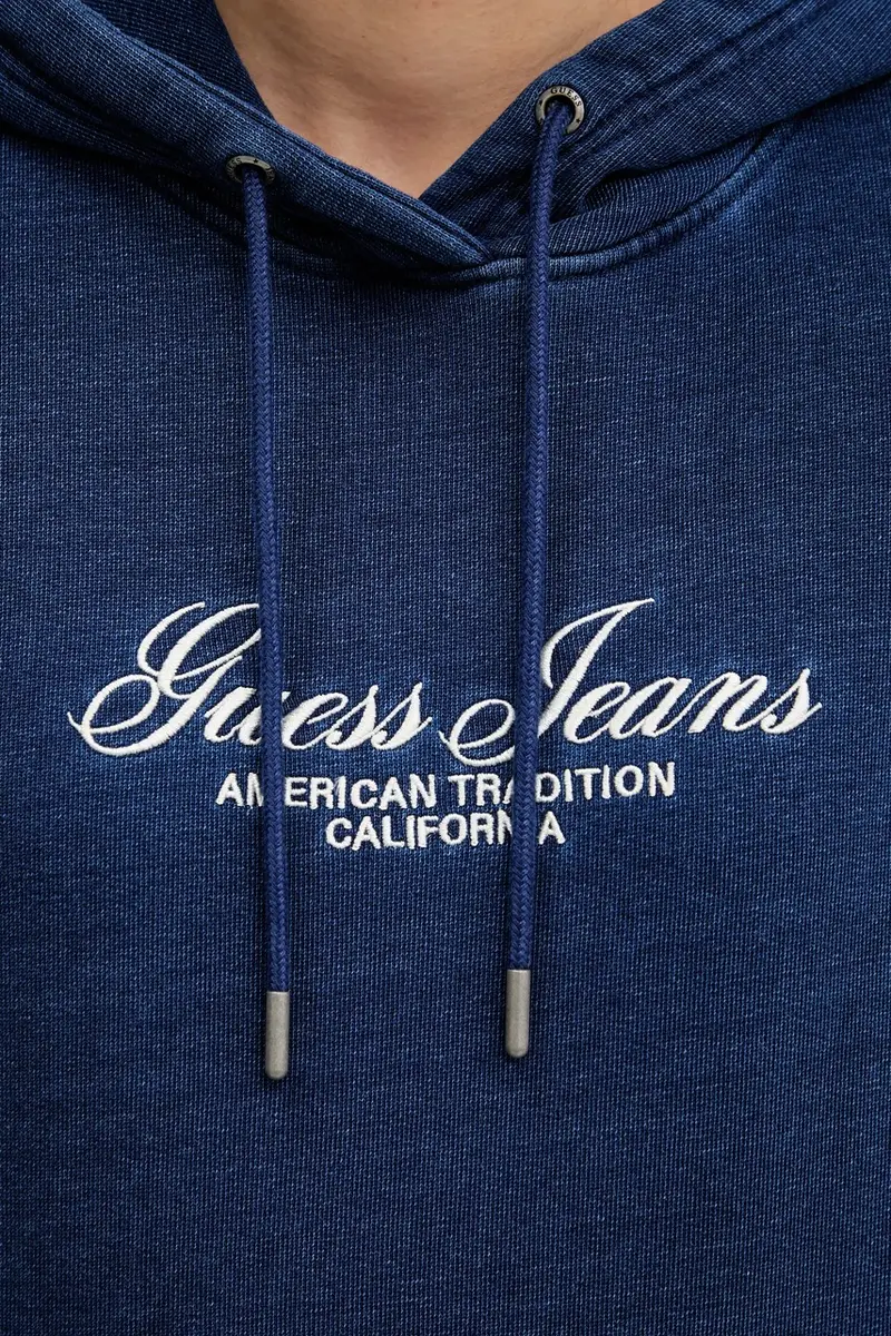 felpa in cotone donna colore blu navy con cappuccio con applicazione W5YQ11 KCXQ1 miniatura 5