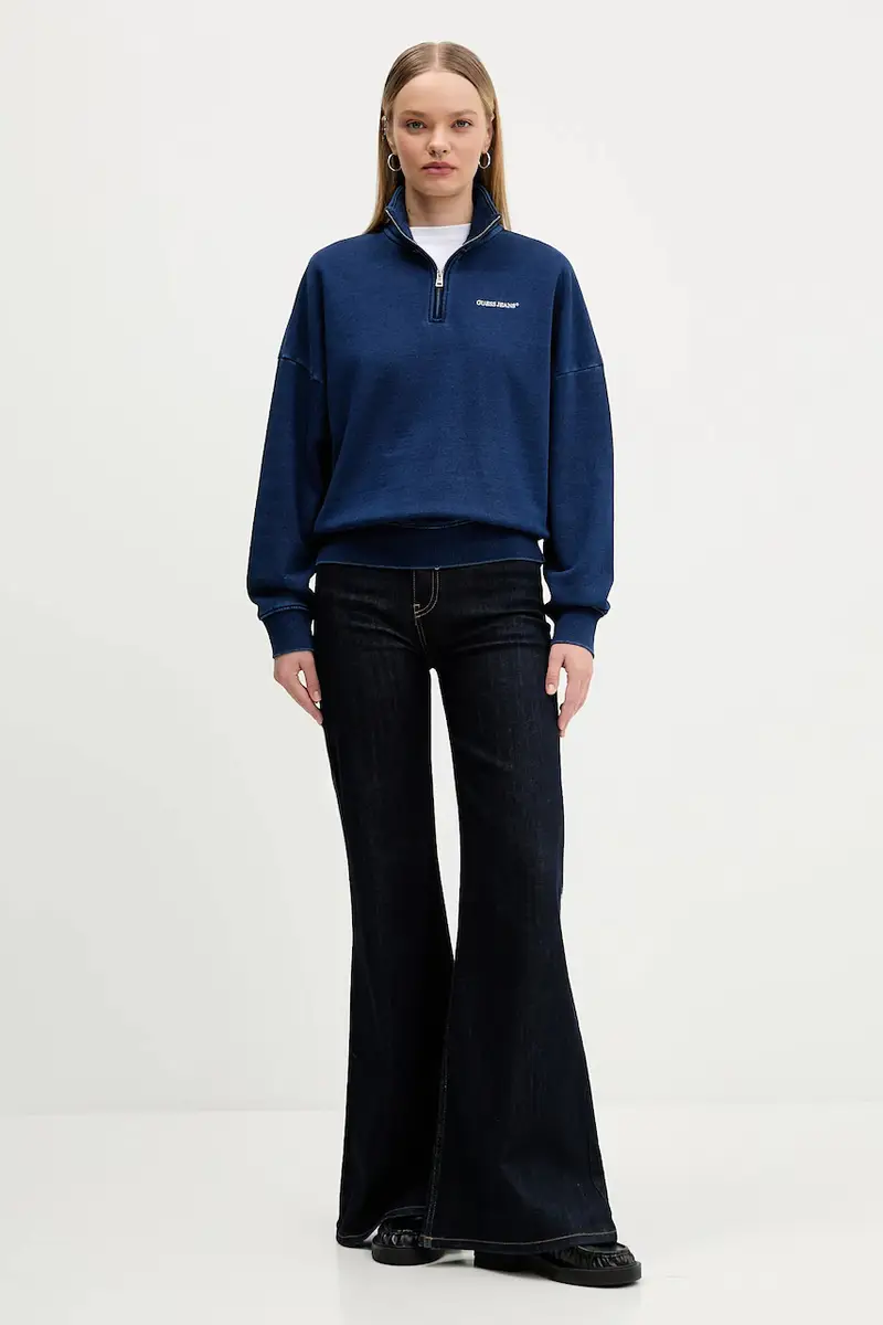 felpa in cotone donna colore blu navy W5YQ10 KCXQ1 miniatura 2