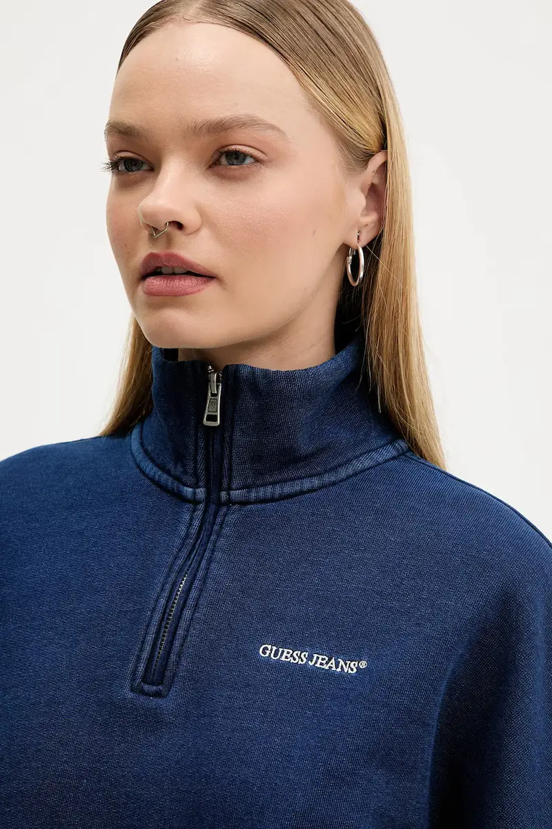 felpa in cotone donna colore blu navy W5YQ10 KCXQ1 miniatura 4