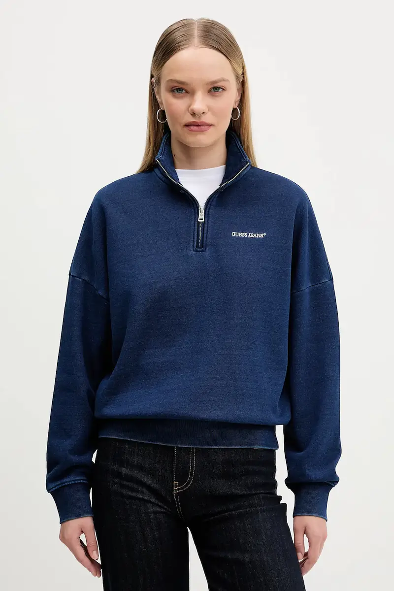 felpa in cotone donna colore blu navy W5YQ10 KCXQ1