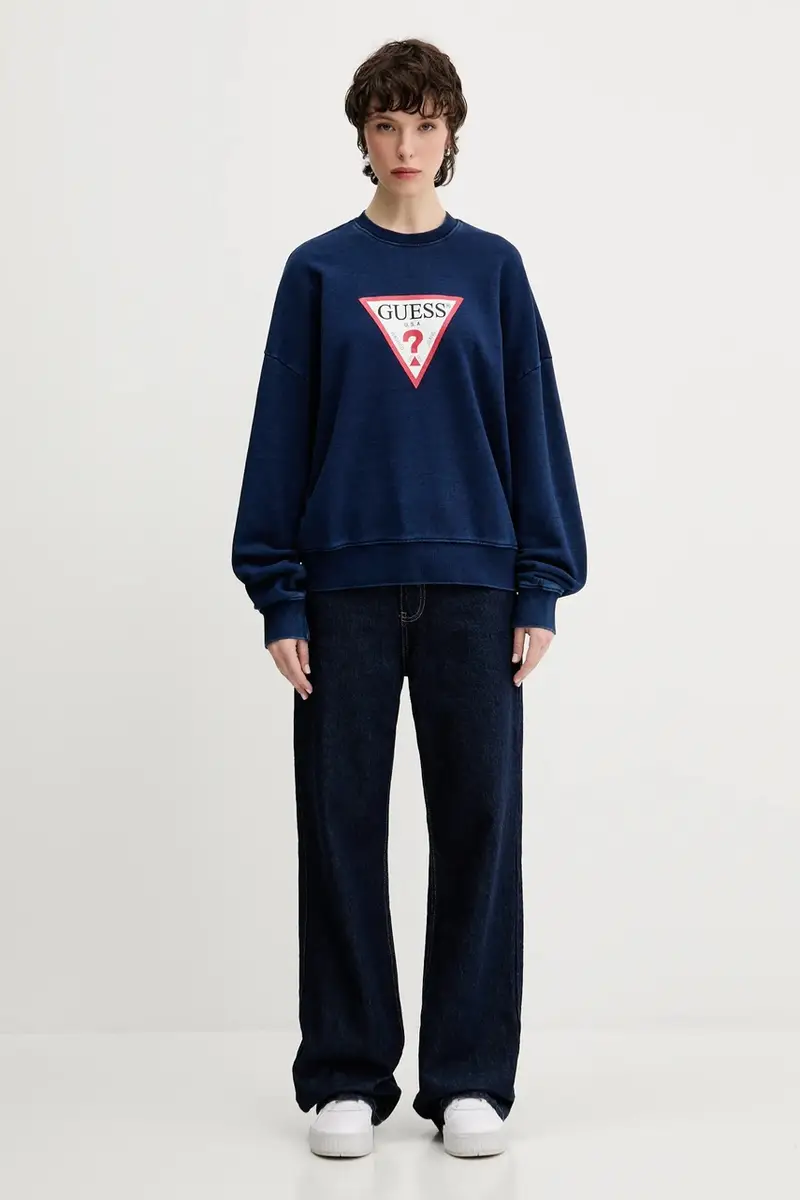 felpa in cotone donna colore blu navy W5YQ12 KCXQ1 miniatura 2