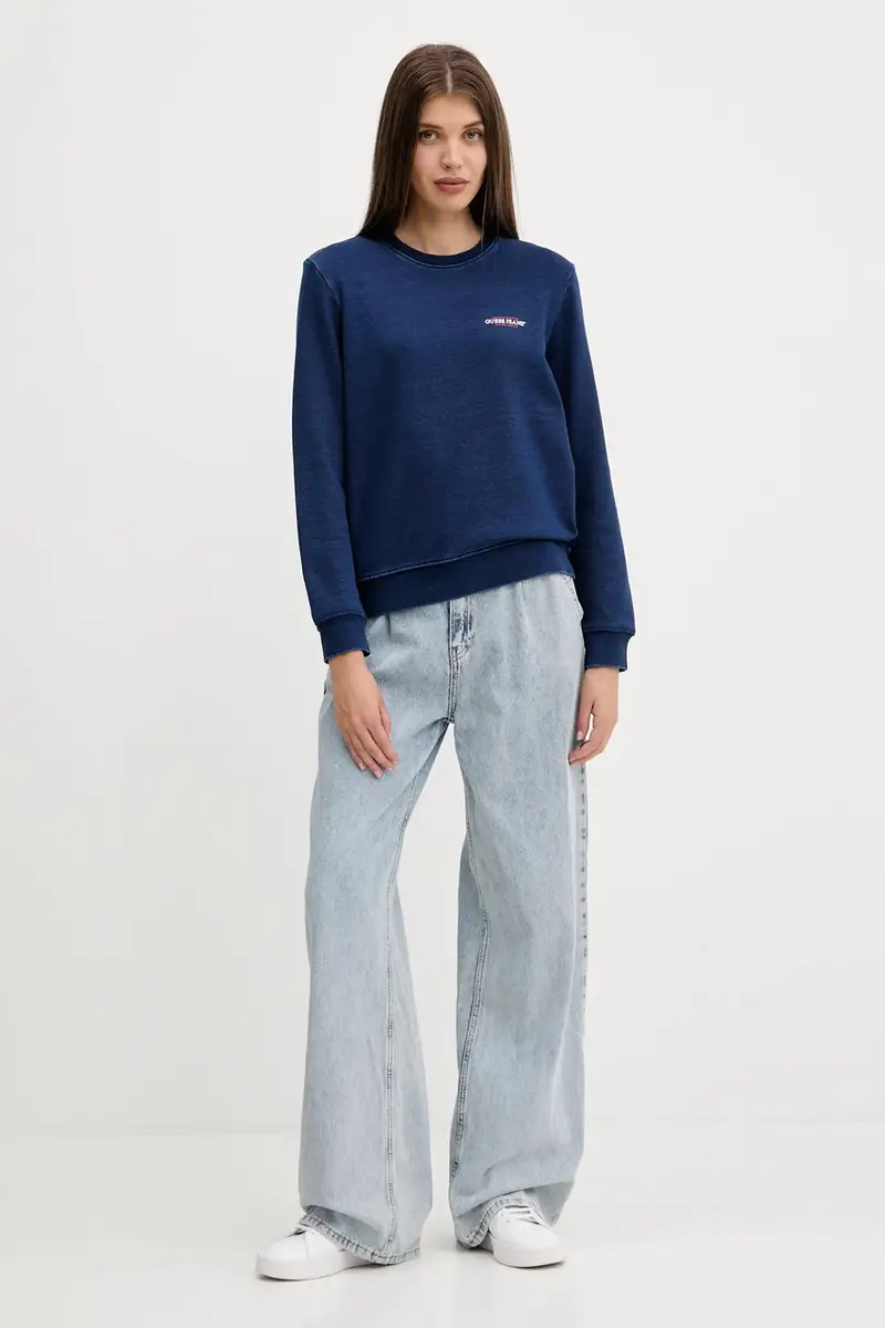 felpa in cotone donna colore blu navy W5YQ22 KCXQ1 miniatura 2