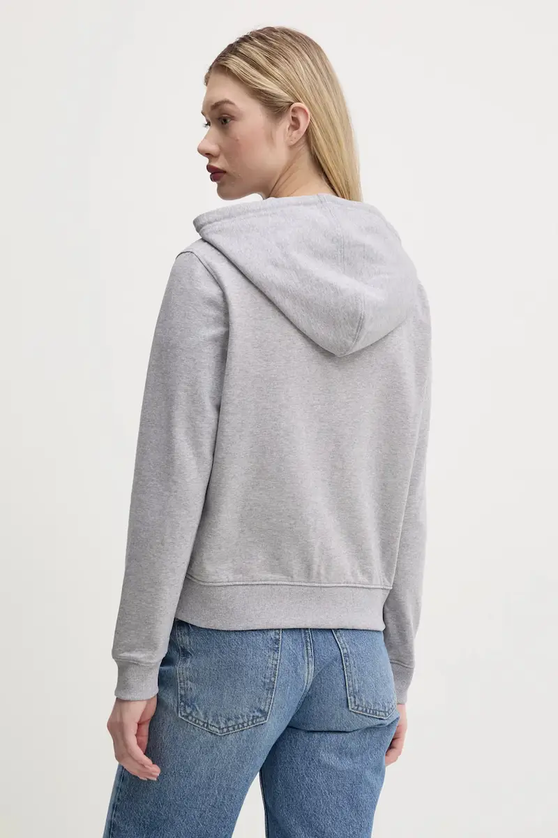 felpa in cotone donna colore grigio con cappuccio W5RQ20 K68I4 miniatura 3