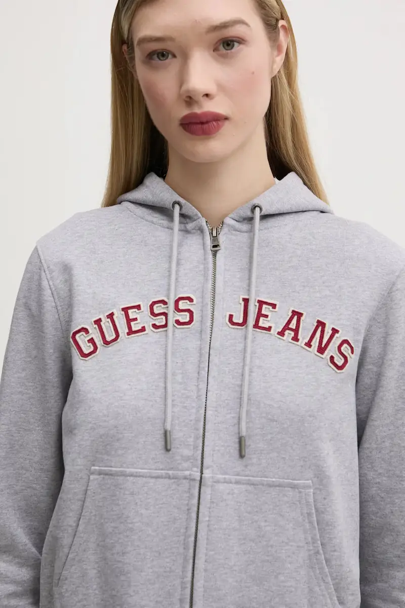 felpa in cotone donna colore grigio con cappuccio W5RQ20 K68I4 miniatura 4