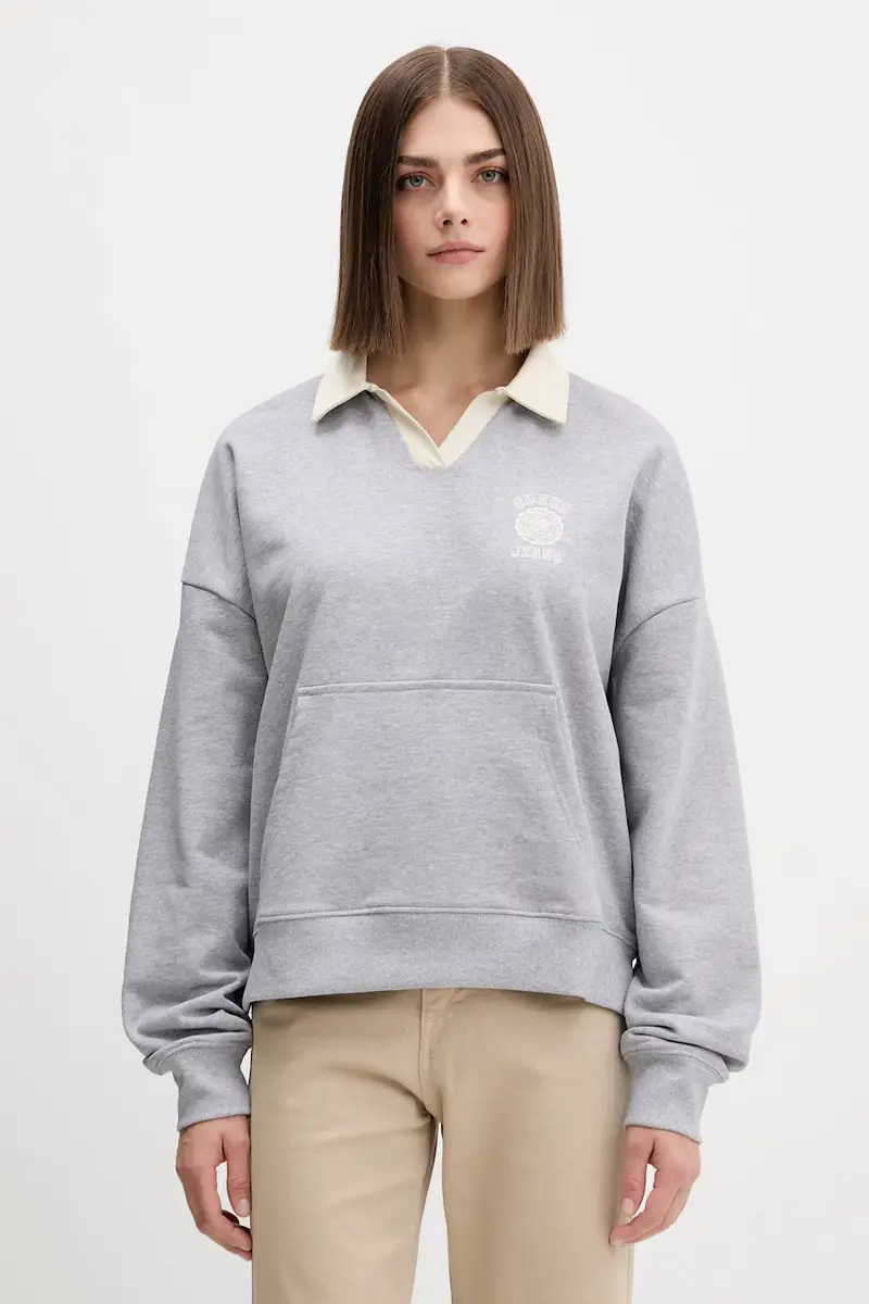 felpa in cotone donna colore grigio W5YQ16 K68I4