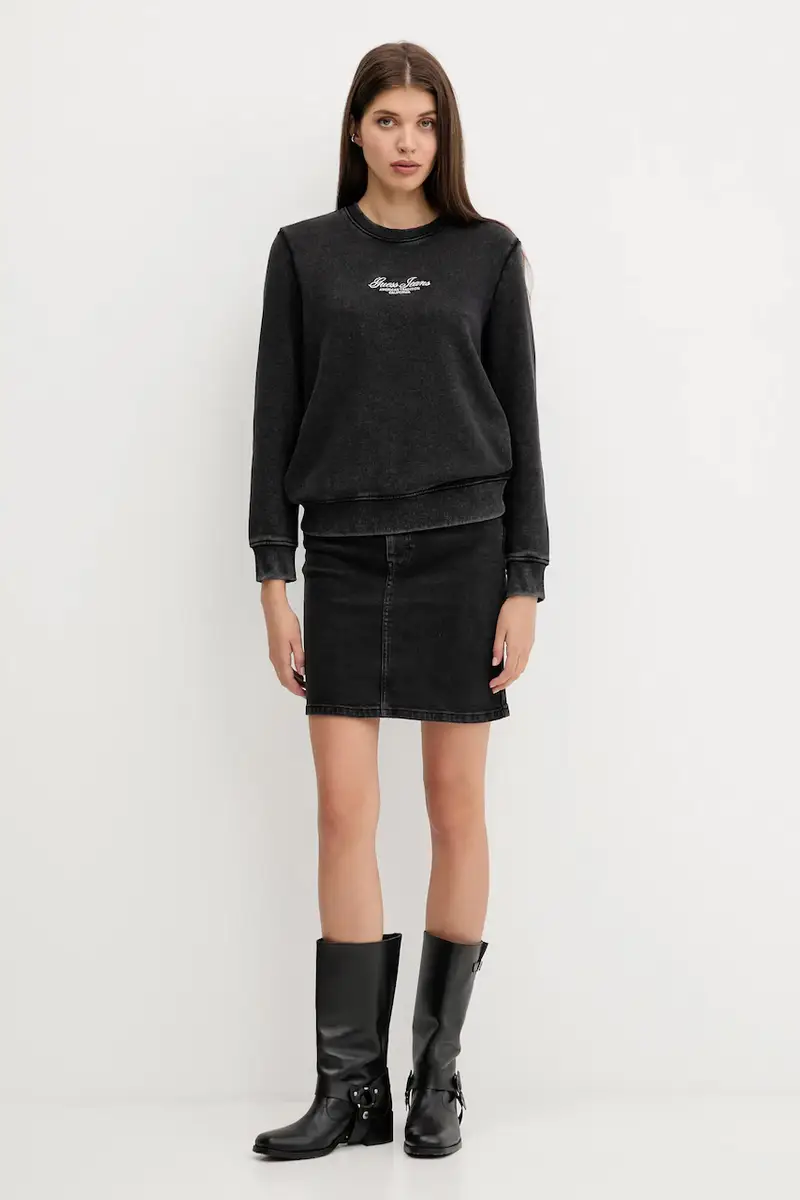 felpa in cotone donna colore nero con applicazione W5YQ28 KCPR1 miniatura 2