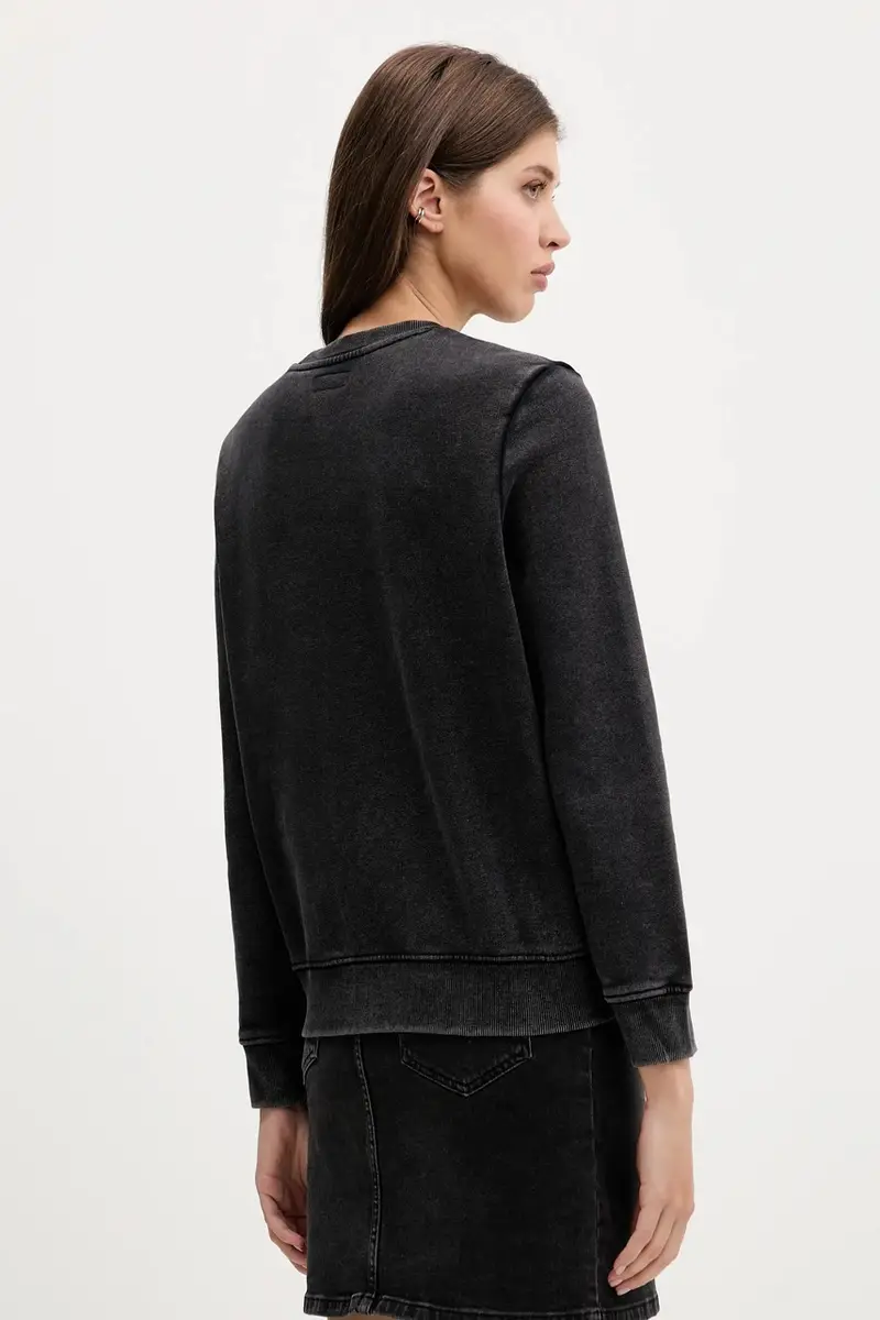 felpa in cotone donna colore nero con applicazione W5YQ28 KCPR1 miniatura 3