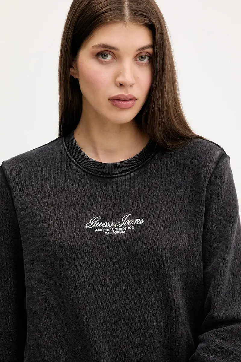 felpa in cotone donna colore nero con applicazione W5YQ28 KCPR1 miniatura 4