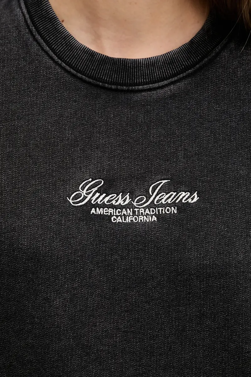 felpa in cotone donna colore nero con applicazione W5YQ28 KCPR1 miniatura 5