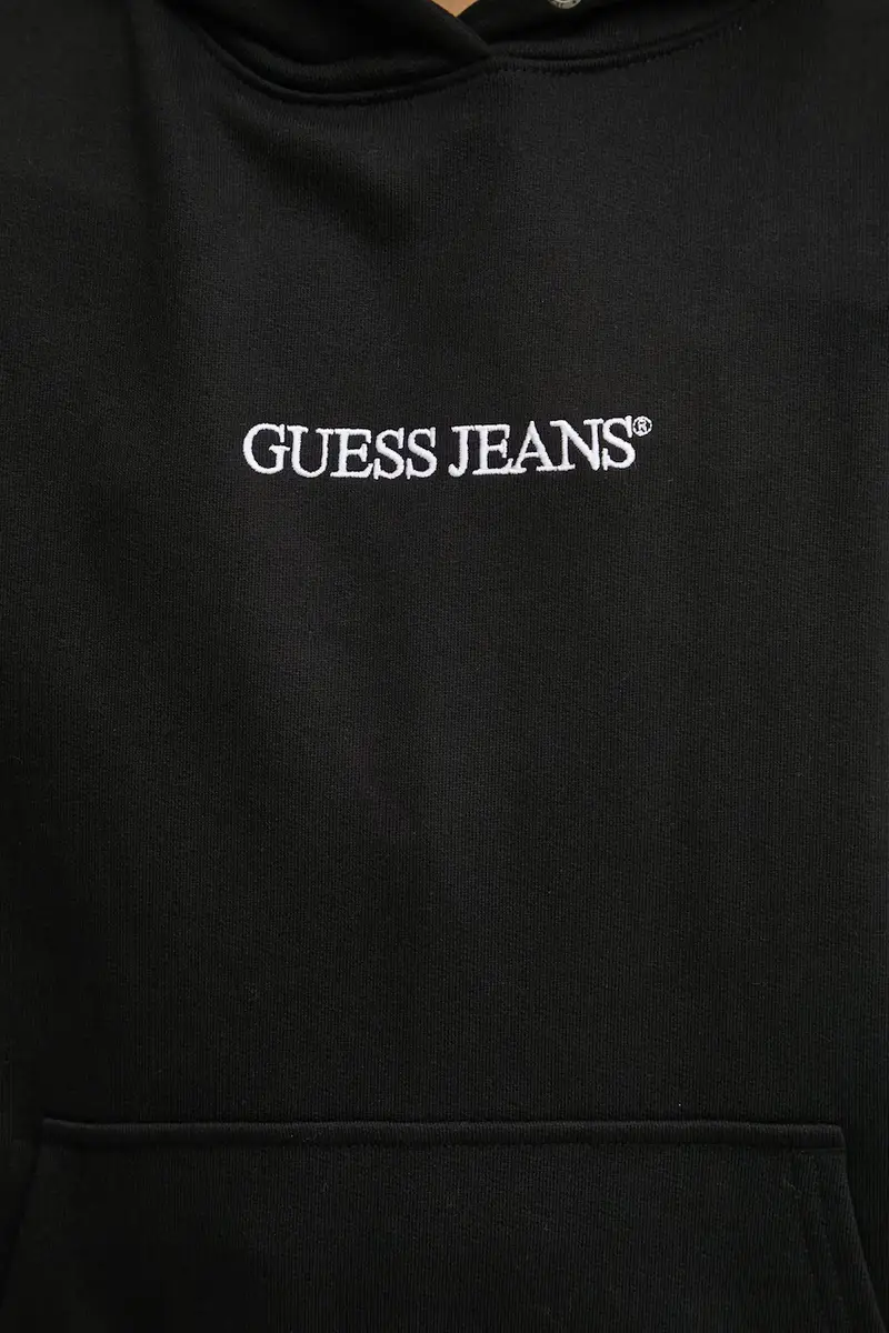 felpa in cotone donna colore nero con cappuccio con applicazione W5RQ27 K68I4 miniatura 4