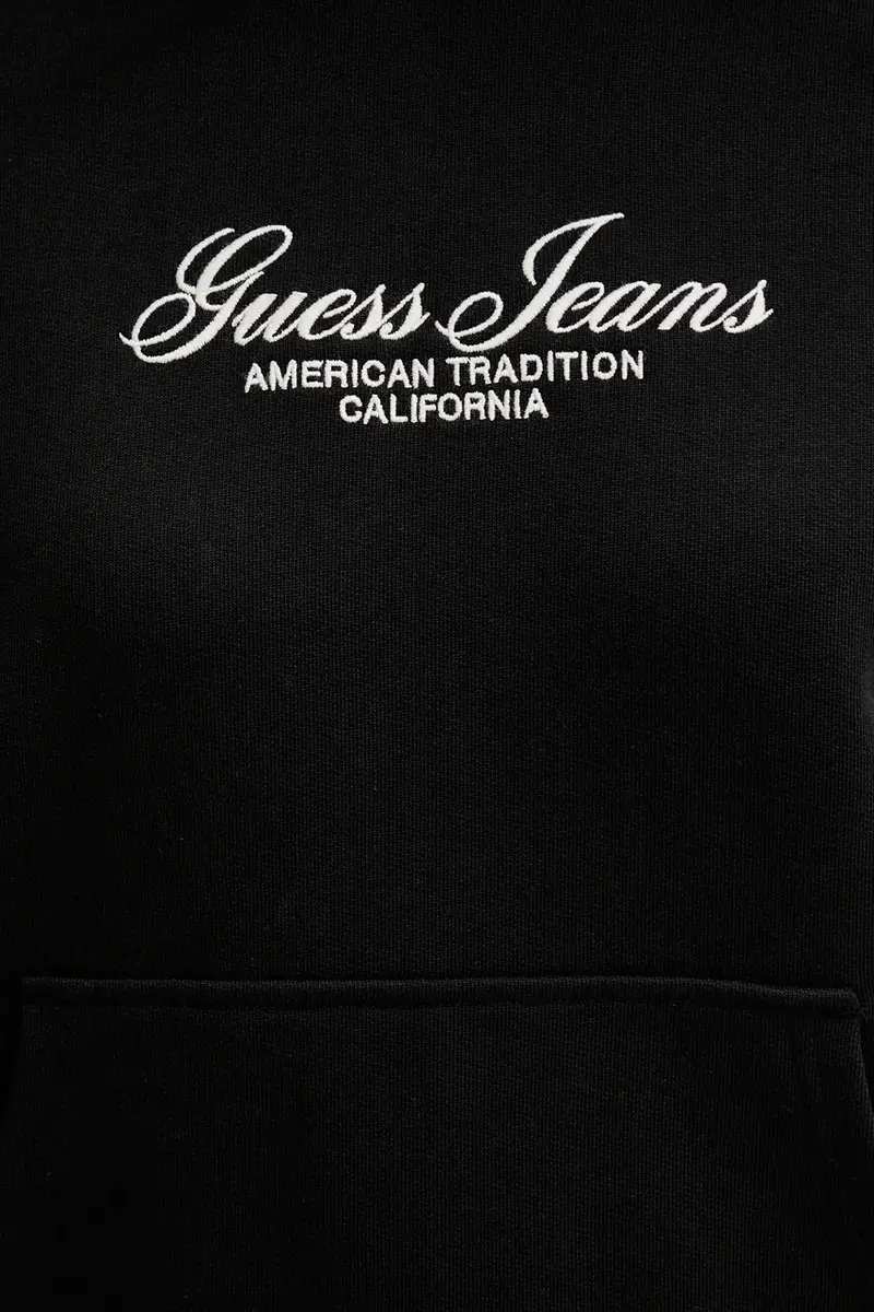 felpa in cotone donna colore nero con cappuccio con applicazione W5YQ13 K68I4 miniatura 5