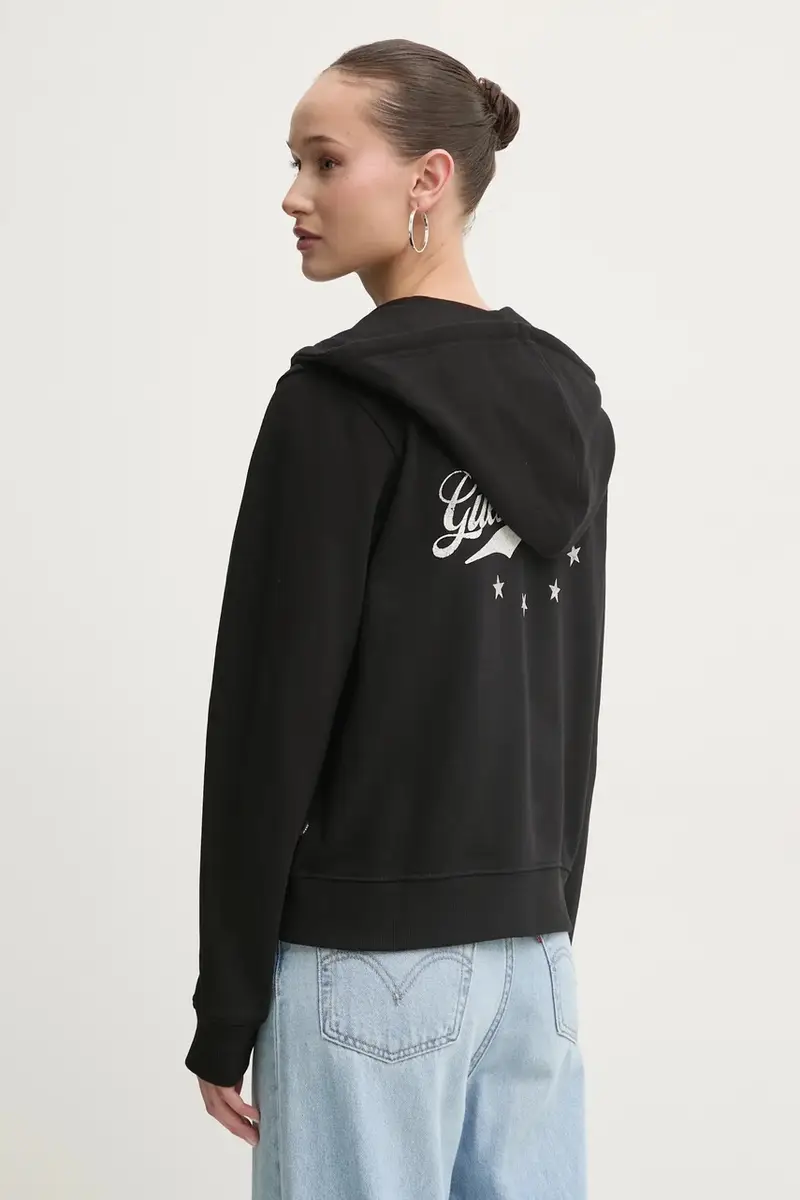 felpa in cotone donna colore nero con cappuccio W5RQ21 K68I4 miniatura 3