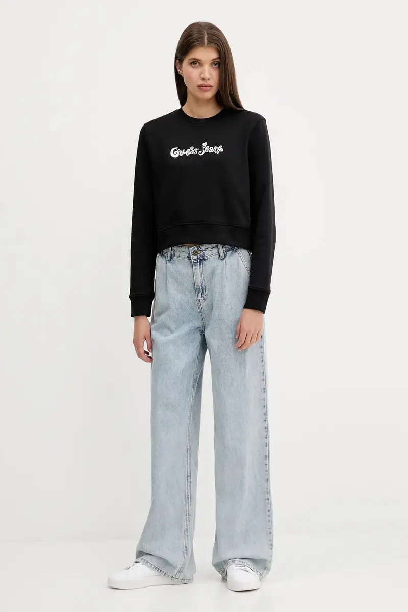 felpa in cotone donna colore nero W5YQ15 K68I4 miniatura 2