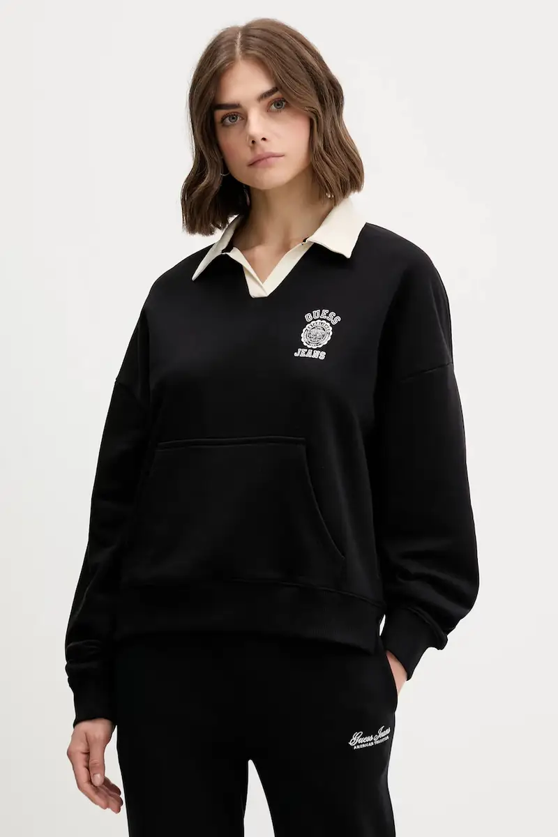 felpa in cotone donna colore nero W5YQ16 K68I4